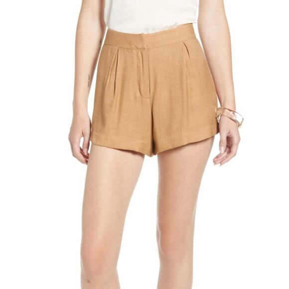 Something Navy Tan Praline Pleated Shorts Size 10 New - Picture 1 of 14